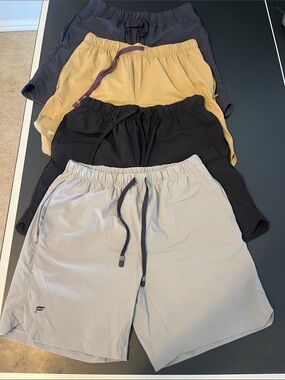 Men's fabletics One unlined Shorts lot - Black, Tan, Grey, Charcoal medium